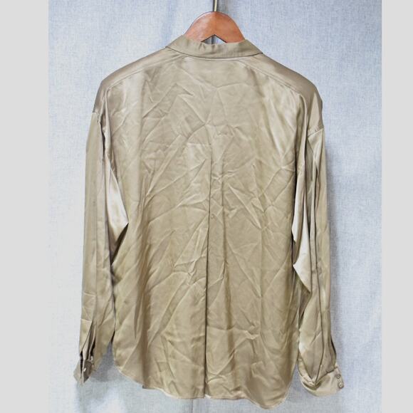 Baldanza Pure Silk Button-Up Shirt in Champagne Gold – Size 6 - Picture 4 of 4